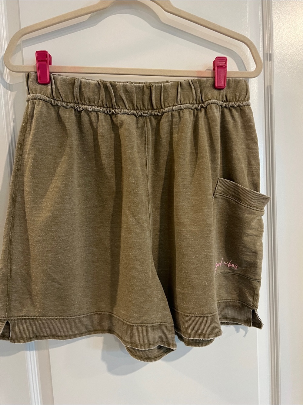 Women's Olive Athletic Lounge Shorts with Side Pocket